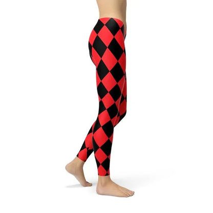 Womens Red and Black Jester Leggings - Which Mark
