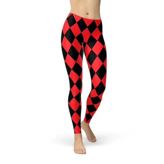 Womens Red and Black Jester Leggings - Which Mark