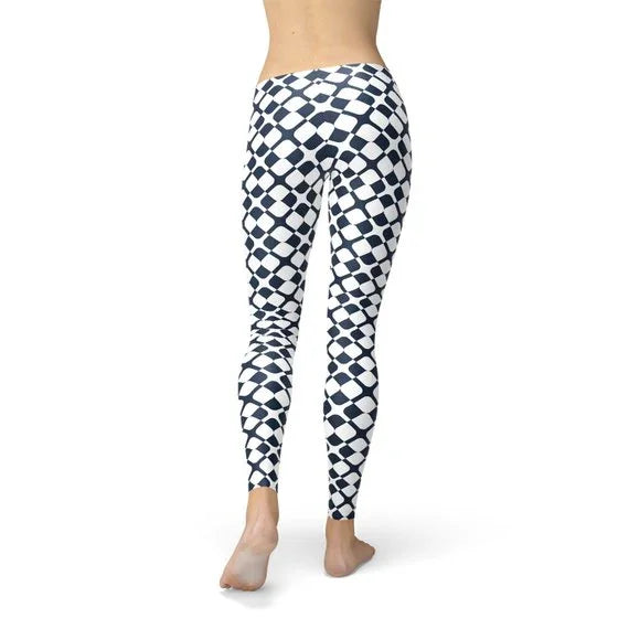 Womens Geometric Blue Tile Leggings - Which Mark