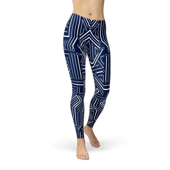 Womens Navy Blue Circuit Leggings - Which Mark