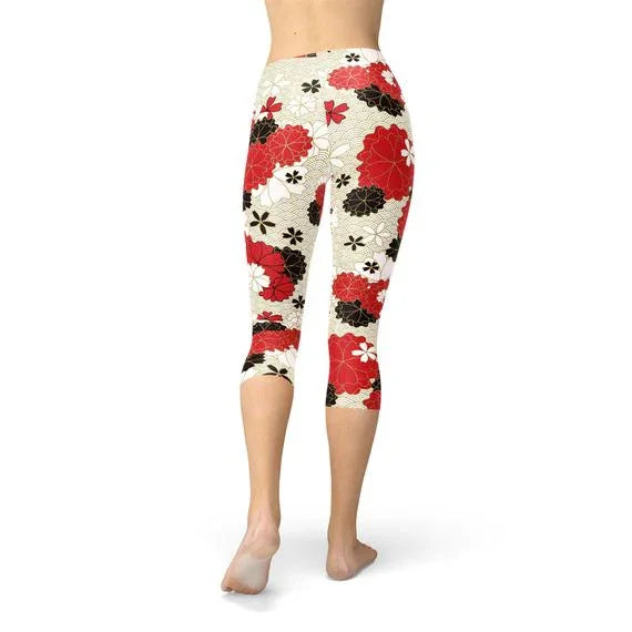 Womens Japanese Cherry Blossom Capri Leggings - Which Mark