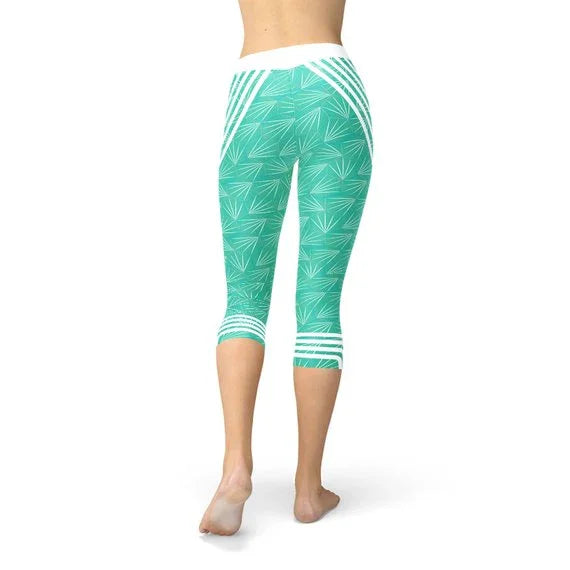 Turquoise Sports Capri Leggings - Which Mark