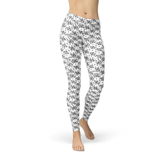 Womens Black and White Dice Leggings - Which Mark