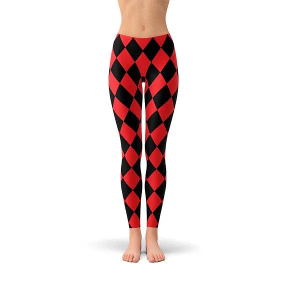 Womens Red and Black Jester Leggings - Which Mark