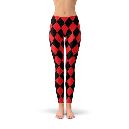 Womens Red and Black Jester Leggings - Which Mark