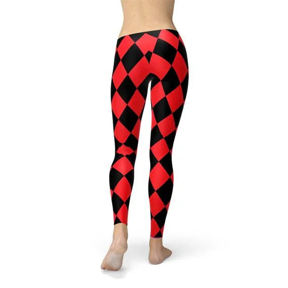 Womens Red and Black Jester Leggings - Which Mark