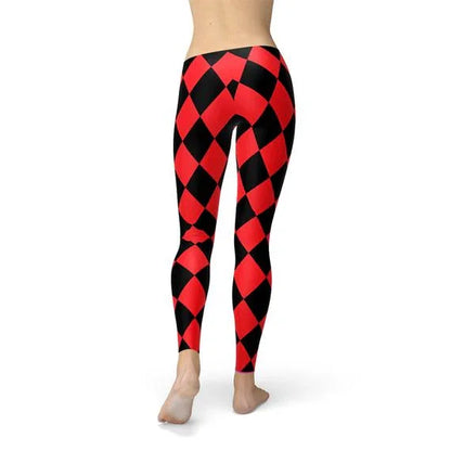 Womens Red and Black Jester Leggings - Which Mark