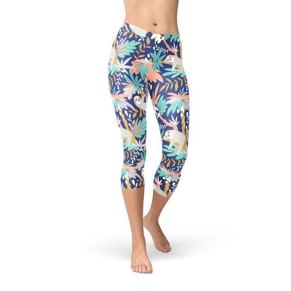Womens Sloth Capri Leggings - Which Mark