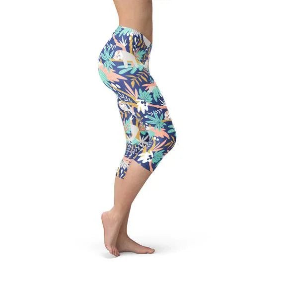 Womens Sloth Capri Leggings - Which Mark