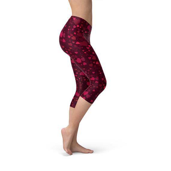Hearts on Hearts Red Capri Leggings - Which Mark