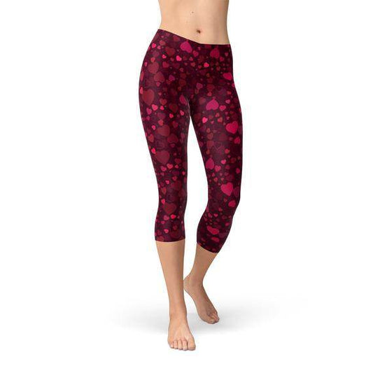 Hearts on Hearts Red Capri Leggings - Which Mark