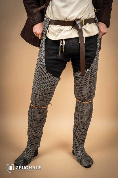 Chainmail Chausses Flatring Wedge Riveted 9mm Steel Oiled - Which Mark