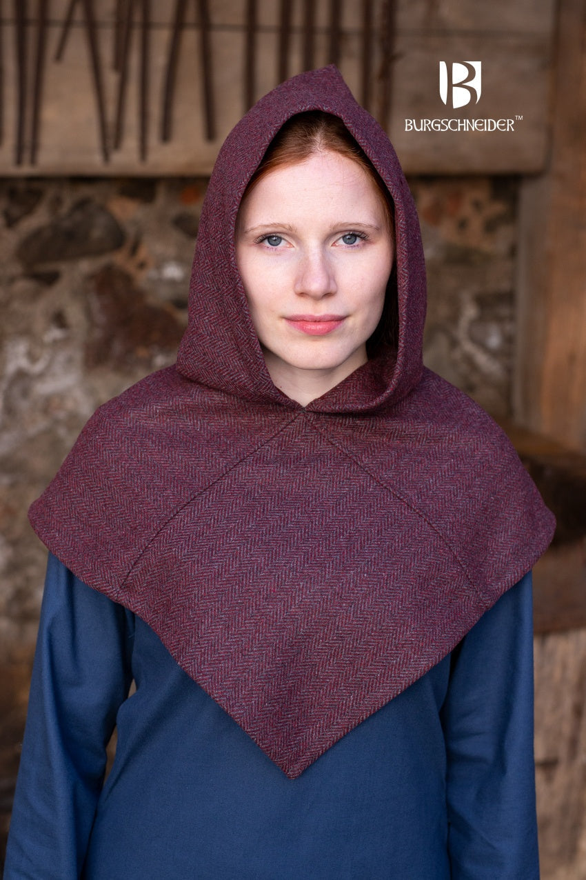 Skjoldehamn Cowl Knud Herringbone Burgundy/Grey - Which Mark