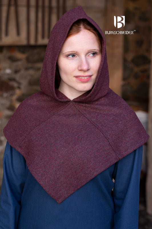 Skjoldehamn Cowl Knud Herringbone Burgundy/Grey - Which Mark