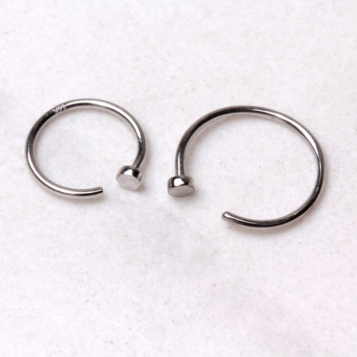 14Kt White Gold Nose Hoop Ring - Which Mark