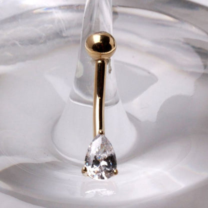 14Kt Yellow Gold Navel Ring with Tear Drop Gem - Which Mark