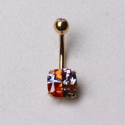 14Kt Yellow Gold Navel Ring with Miracle Cubic - Which Mark