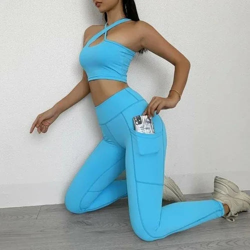 Sportwear Women Yoga Sets Fitness Wear 2peice Suits High Waist Legging - Which Mark