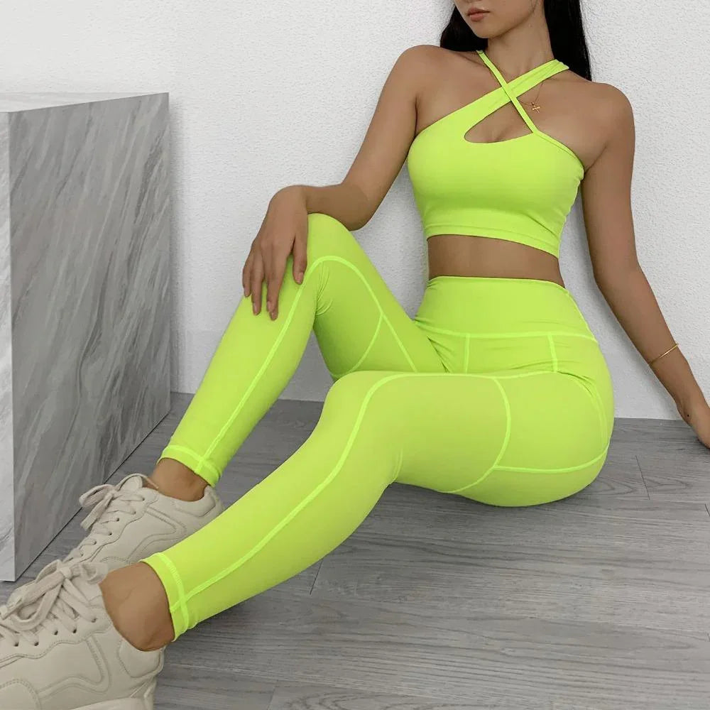 Sportwear Women Yoga Sets Fitness Wear 2peice Suits High Waist Legging - Which Mark
