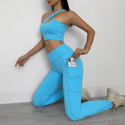 Sportwear Women Yoga Sets Fitness Wear 2peice Suits High Waist Legging - Which Mark