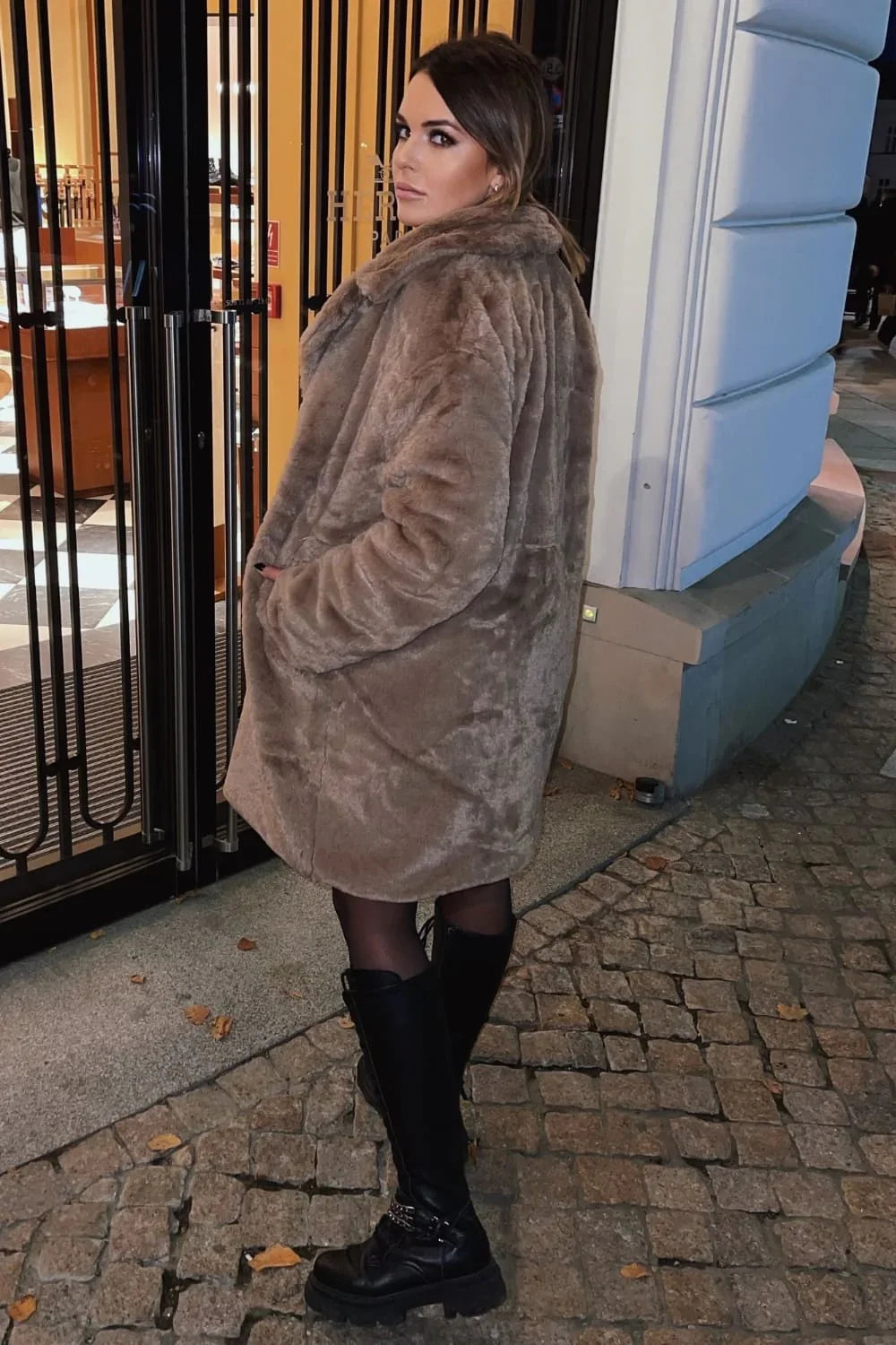 Women's dark beige fur coat 2118 - Which Mark