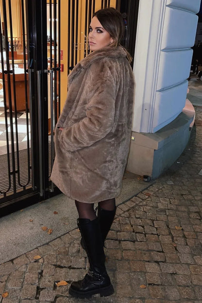 Women's dark beige fur coat 2118 - Which Mark