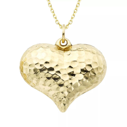 14k Gold Puff Heart Charm Necklace - Which Mark