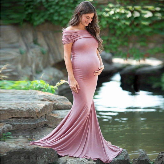 Shoulderless Maternity Dresses Photography Props Long Pregnancy Dress - Which Mark