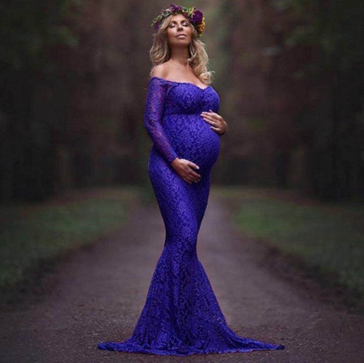 Maternity fitted lace gown wedding bridal show dress photography baby - Which Mark