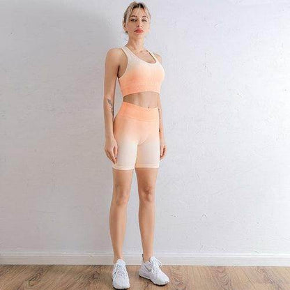 2021 Sports Set Women Gradient Fitness Yoga Tracksuit Gym Jogging - Which Mark