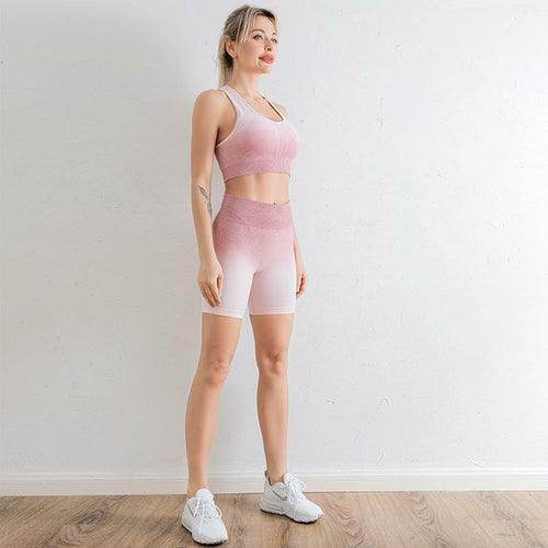 2021 Sports Set Women Gradient Fitness Yoga Tracksuit Gym Jogging - Which Mark