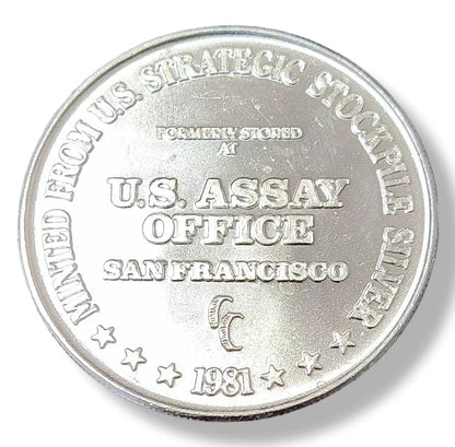 1 oz Silver ASSAY OFFICE SAN FRANCISCO Round CC Mint 1981 US - Which Mark