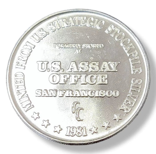1 oz Silver ASSAY OFFICE SAN FRANCISCO Round CC Mint 1981 US - Which Mark